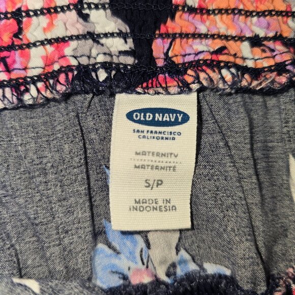 Old Navy Bandeau Dress Sz S/P Navy Blue Floral Maxi Flowy Boho Summer Maternity - Picture 7 of 9